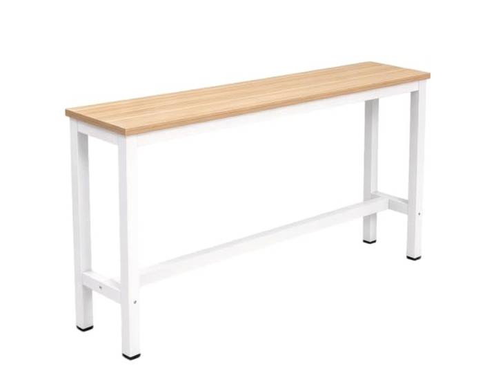 Bartisch aus massivem Holz,schmaler Bartisch,Bistro,Restaurant,rechteckig Tischplatte aus massivem Holz,Metallrahmen,verstellbare Füße,Bodenschutz,Stützbeine aus Metall(200cm,40cm)