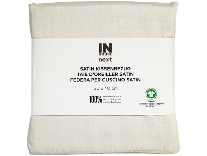 Inhouse Kissen Gots Satin 30x40 ecru