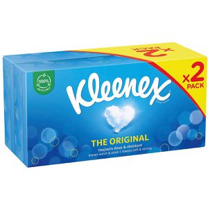 Kleenex Taschentücher Original, Duo Box, Zellstoff, 3-lagig, mit Skin-Care-Extrakt, 2x 72 Tücher