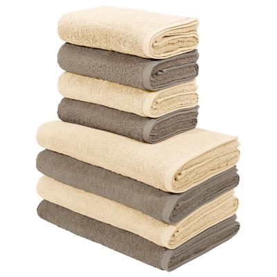 Handtuch Set OTTO HOME "Merida, 4 Duschtücher 70x140cm, 4 Handtücher 50x100cm", grau (beige creme), 8, Frottier, Frottier, Obermaterial: 100% Baumwolle, Handtuch-Sets, kuschelig weich, einfarbig, 100% Baumwolle