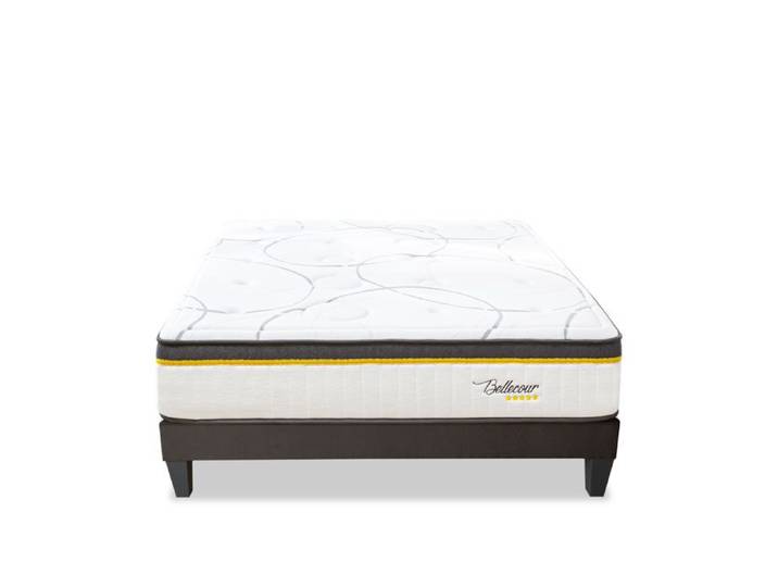 BELLECOUR LITERIE Ensemble Bellecour 3.0 90x200 cm Matelas Ressorts ensachés + Sommier Bois