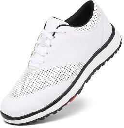 LightInthebox Men's White Golf Shoes, Comfortable and Breathable, Sleek Design, Perfect for Golfing or Golf-Themed