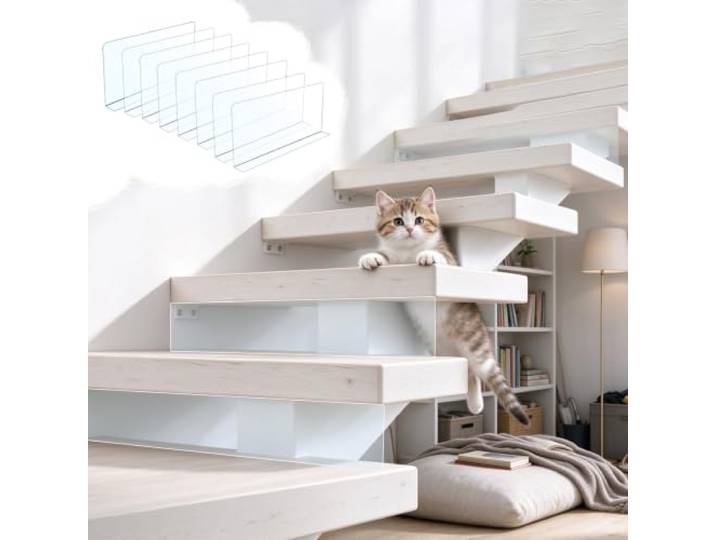 Treppenschutzgitter Spaltfüller Treppenstufen Katzen Kinder, Transparent Anti-Sturz-Spaltblocker Freitragende Treppen,6 7 8pcs Transparenter Schutz Möbel Offene Treppen(8pcs,W60xH30cm (24x11.8in))