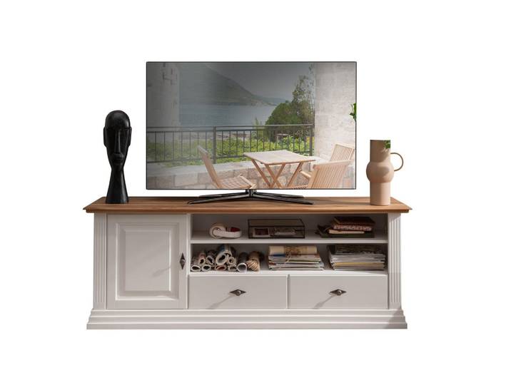 Livetastic Lowboard, Weiss, Holz, Kiefer,Kiefer, massiv,massiv, 1 Fächer, 1 Schublade(n) Schubladen, 178x66.5x44.5 cm, Wohnzimmer, TV Möbel, Lowboards