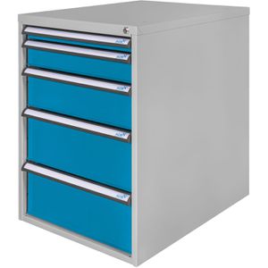 ADB Schubladenschrank 52515, aus Metall, 5 Schübe, blau / lichtgrau (B/H/T) 53x80x70cm
