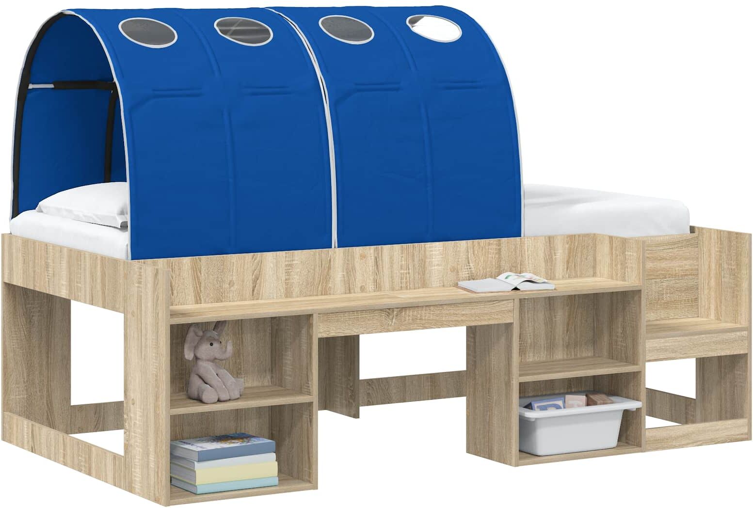 vidaXL Tunnel de lit 2 pc Bleu Polyester