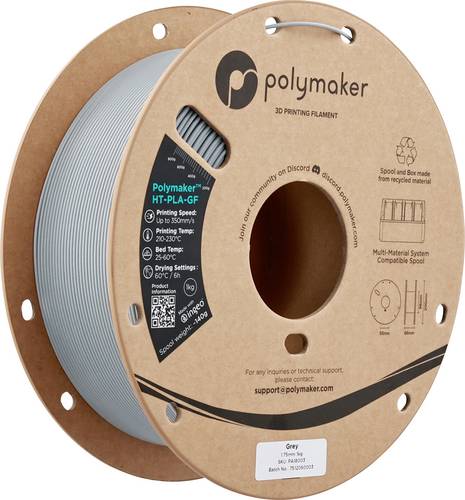 Polymaker PA18003 HT-PLA-GF Filament HT-PLA-GF Hochtemperaturbeständig, Glasfaserverstärkt, Matt, Highspeed Filament 1.75mm 1000g