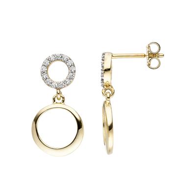 Paar Ohrhänger JOBO, gelb (gelbgold 375), Ohrringe, Damen, Gelbgold 375, 375 Gold mit Zirkonia