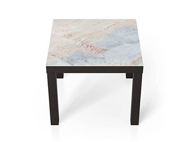 DEQORI Glastisch schwarz klein 55x55 cm Motiv Zarte Marmorfärbung ausgefallener Beistelltisch aus Glas Hochglanz Couchtisch fürs Wohnzimmer moderner Couch Tisch mit Design