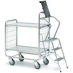 Leiterwagen Serie 100, max. 200 kg 2 Etagen 1270x460x1120 mm verzinktes Profil