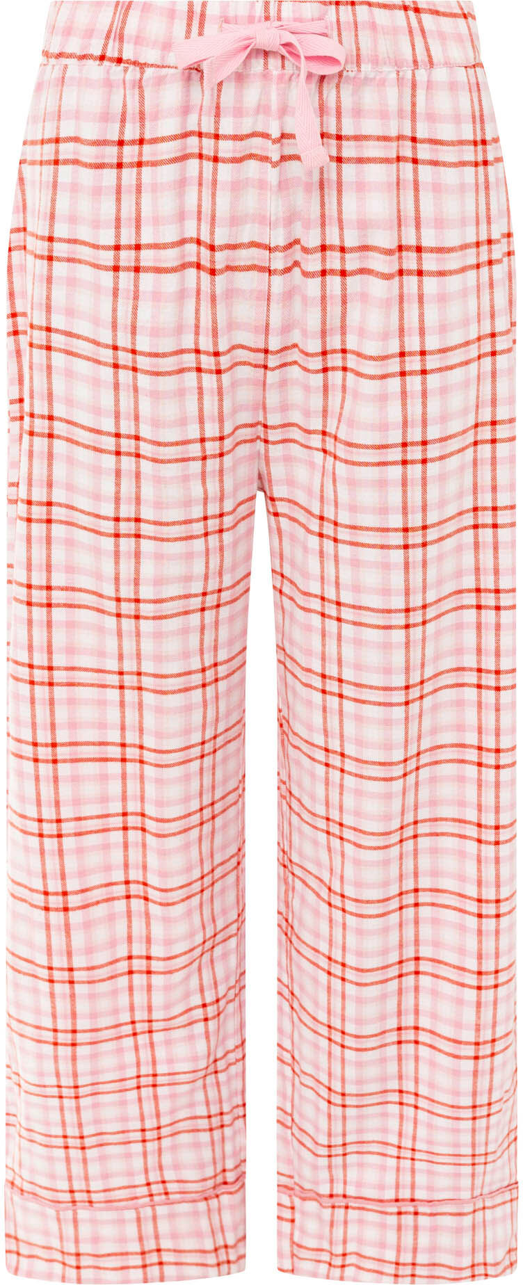 Pyjama ZWILLINGSHERZ "Bonjour Amour", Damen, Gr. L/XL, rosa (pink), Obermaterial: 100% Baumwolle, Homewear-Sets Pyjama, Longsleeve mit Schriftzug und langer, karierter Hose pink L/XL