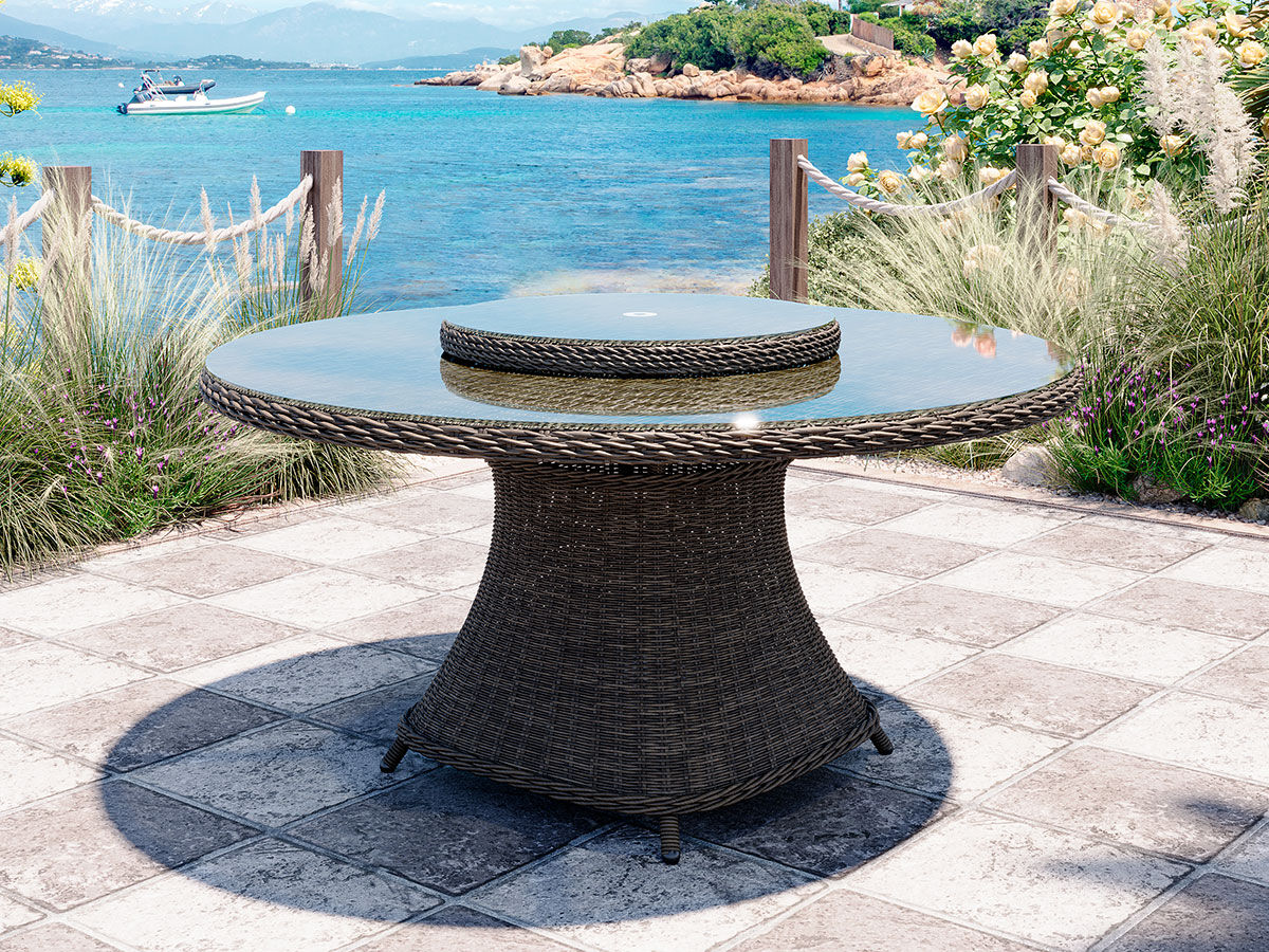Living Rundt Havebord 150 Cm I Naturmix Polyrattan