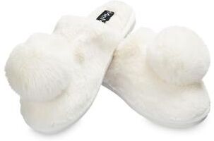 Women's The Gloria Plush Pom-Pom Slippers by MeMoi in Ivory (Size L)