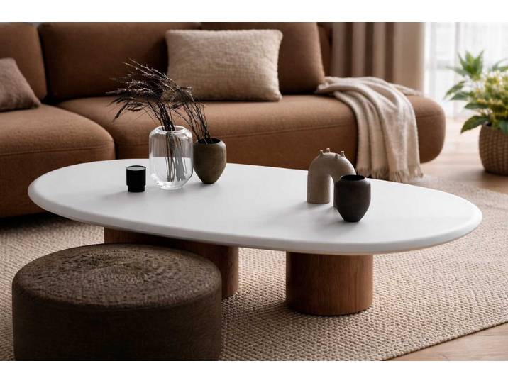 Xlmoebel Couchtisch Eleganter ovaler Couchtisch aus Holz für das moderne Wohnzimmer, Made in Europa