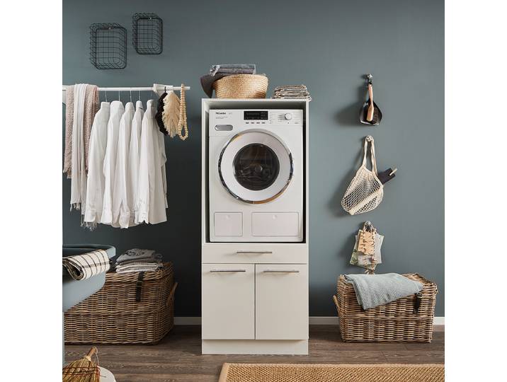 Armoire pour lave-linge B 68cm Blanc/Blanc