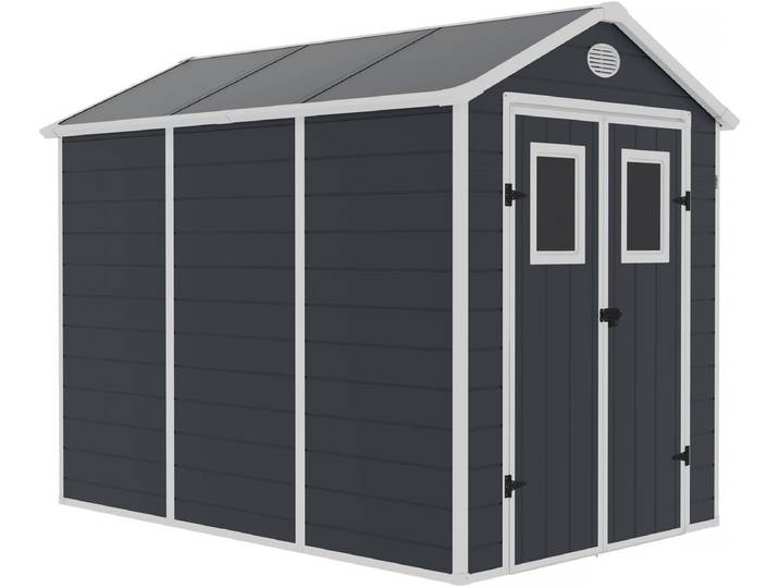 Abri de jardin résine Texas - 5.23 m² - kit d'ancrage inclus - Anthracite