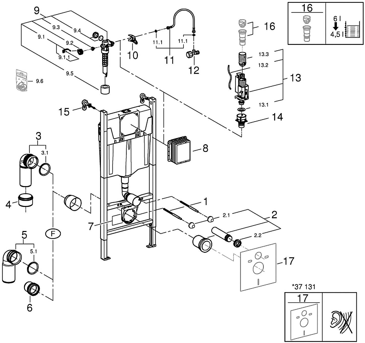 Grohe Solido Compact 4 in 1-Set mit Keramik, Bauhöhe 113 cm
