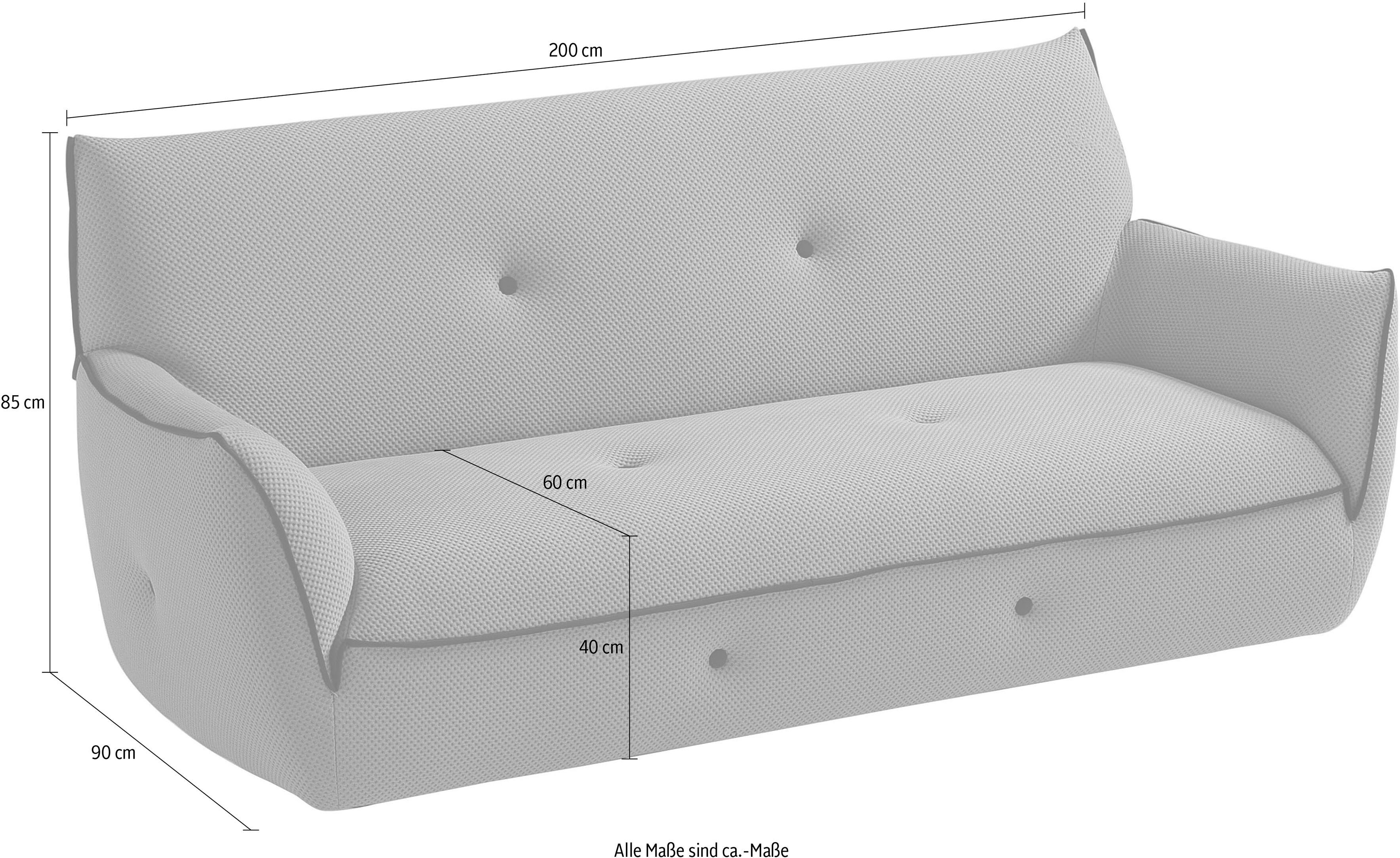 2,5-Sitzer EGOITALIANO "Yuki, extravagantes Design und höchster Sitzkomfort, tolle Details", pink (prato, fuchsia), B:200cm H:85cm T:90cm, Microfaser BOUNCE (80% Polyamid, 20% Elastan), Sofas, 2 5-Sitzer, Solitärmöbel, mit bioelasatische MIcrofaser BOUNCE