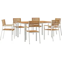 vidaXL Garten Essgruppe 7 pcs Massives Akazienholz & Edelstahl