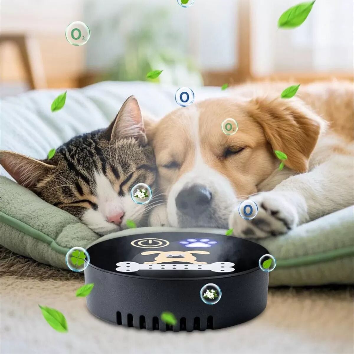 INF Dual-Core Hundeknochen-Geruchsneutralisierer – Dual-Core elektronischer Haustier-Deodorizer, USB/AAA, geräuschlos,