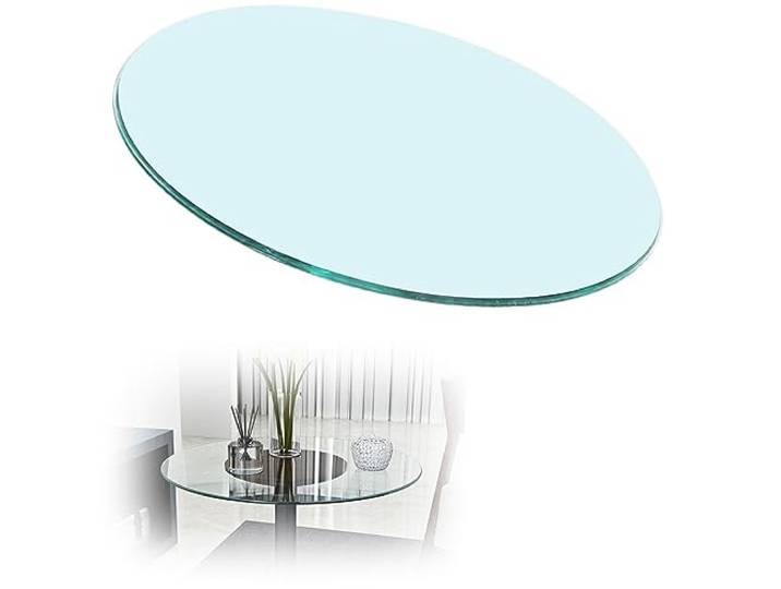 SAGIDAR Tischplatte Wetterfest Rund Sicherheitsglas Klarglas Rund Tischplatte Glasplatte, Super Schön Glasscheiben, Tisch Glasscheibe, 40CM 55CM 65CM 80CM 90CM Gehärtetes Glass Scheibe