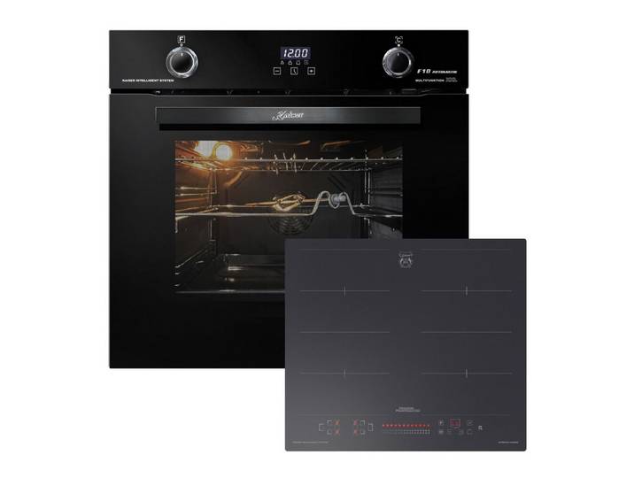 Kaiser Küchengeräte Backofen-Set GRAND CHEF, Heißluftsystem, Infrarotgrill EH6367+KCT 6110 FI, mit 1-fach-Teleskopauszug, Katalytische Selbstreinigung, Einbauherd 60 cm, Elektrischer Drehspieß, Heißluftsystem, Katalytische