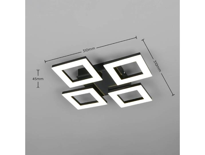 Reality Leuchten Deckenlampe Cemi, schwarz, für Küche, Kunststoff, Modern, Deckenlampe