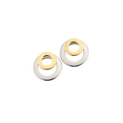 Paar Ohrstecker FIRETTI "Schmuck Geschenk Titan Ohrschmuck Ohrringe bicolor", titanfarben, gelbgoldfarben, Ohrringe, Damen, 9,5mm, Titan