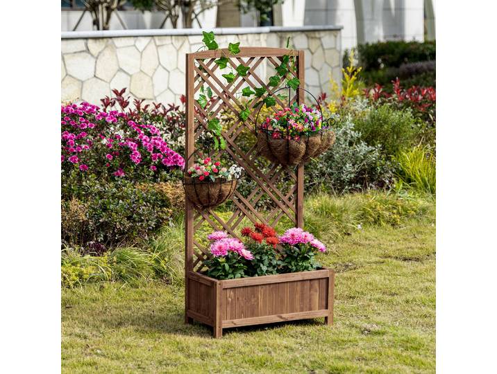 Outsunny Jardinière Treillis Bois Sapin 60x30x122cm