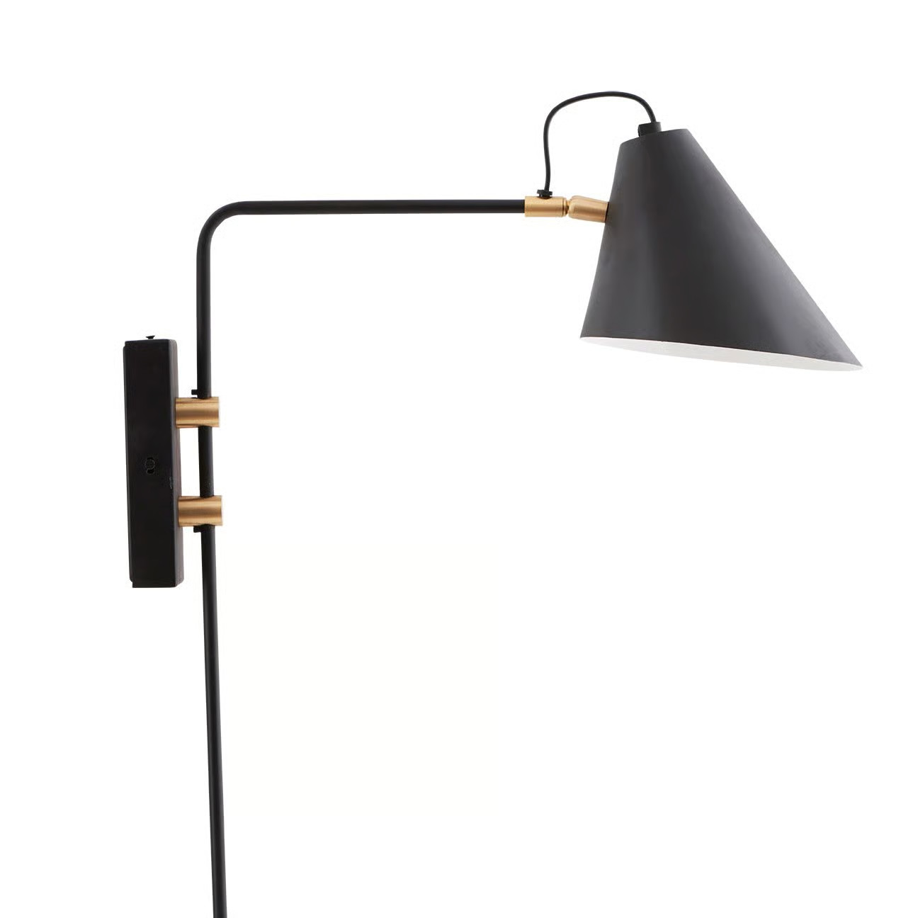 House Doctor Club wandlamp zwart en messing metaal 22 cm