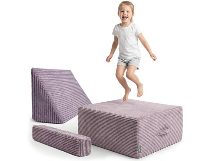KiddyMoon Hüpfpolster Für Kinder Hüpfmatratze Kindertrampolin Für Zuhause Turnmatte Matratze Zum Hüpfen Abnehmbarer Bezug Waschbar, Violett