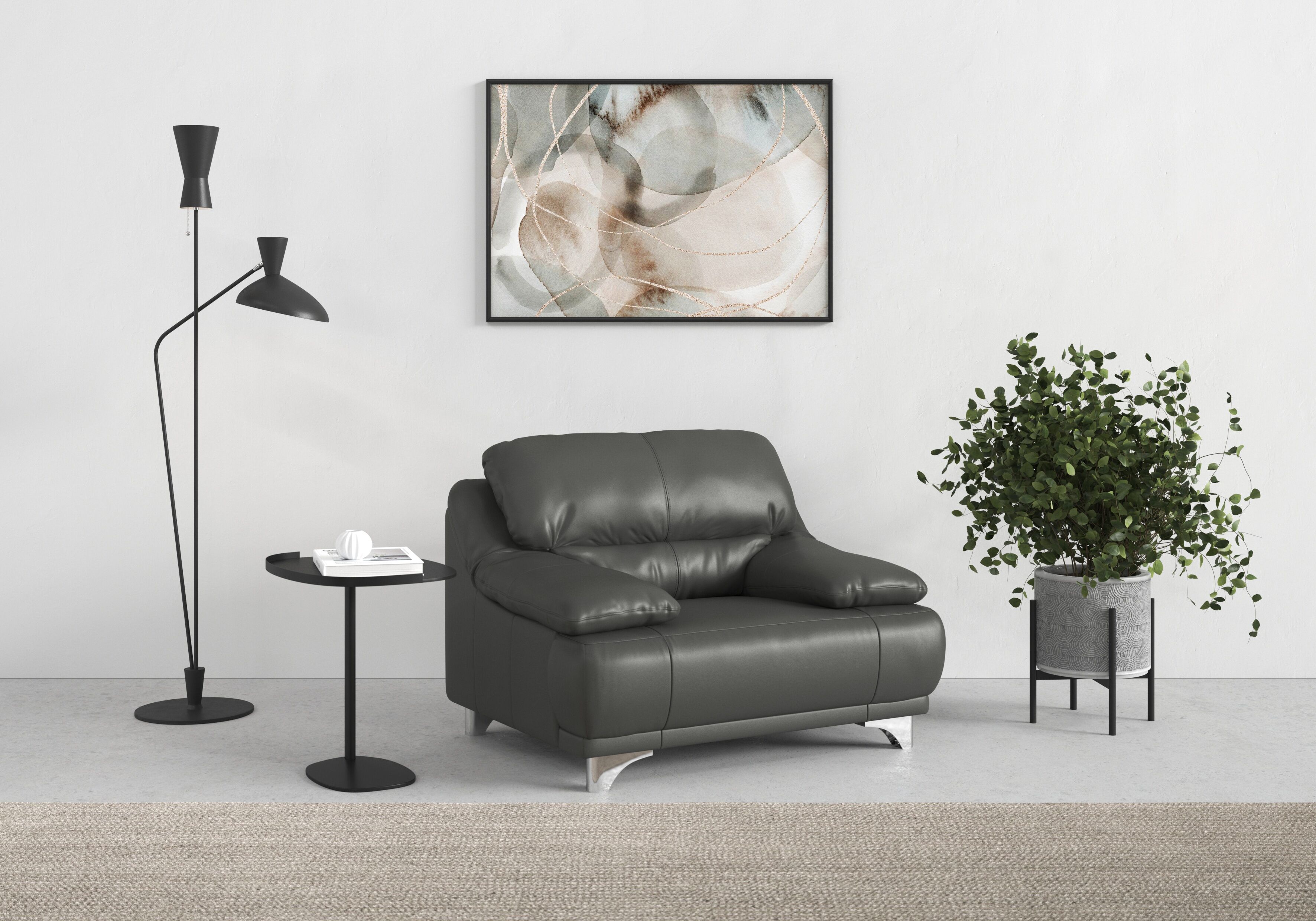 Sessel COTTA "Maranello", grau (fango), B:118cm H:86cm T:93cm, Sessel, Sessel