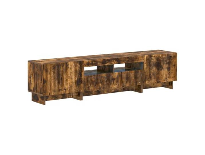 GKMBCVDFR 5-teiliger LED TV Schrank Raucheiche Holzwerkstoff mit Stauraum LED-Streifenlichter,reversible Türen,mehrere Fächer,feuchtigkeitsbeständig,lineares Muster