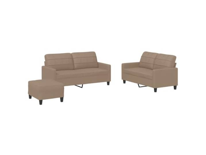 Todiikf 3-TLG. Sofagarnitur mit Kissen Kunstleder Cappuccino-Braun Moderne Couchgarnitur für das Wohnzimmer mit zwei Polstersofas und Hocker bietet flexiblen Sitzkomfort und Entspannung.