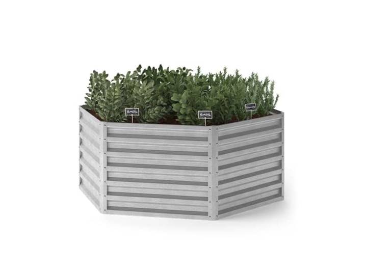 OK-Living Hochbeet, Silber, 129 x 129 cm