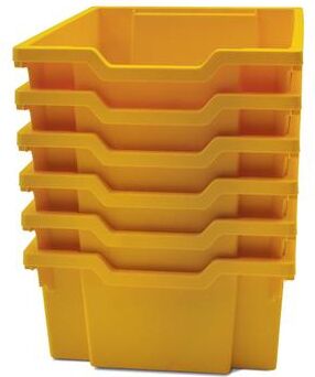 "Gratnells Deep F2 Tray, Sunshine Yellow, 12.3"" x 16.8"" x 5.9"", Heavy Duty School, Industrial & Utility Bins, Pack of 6"