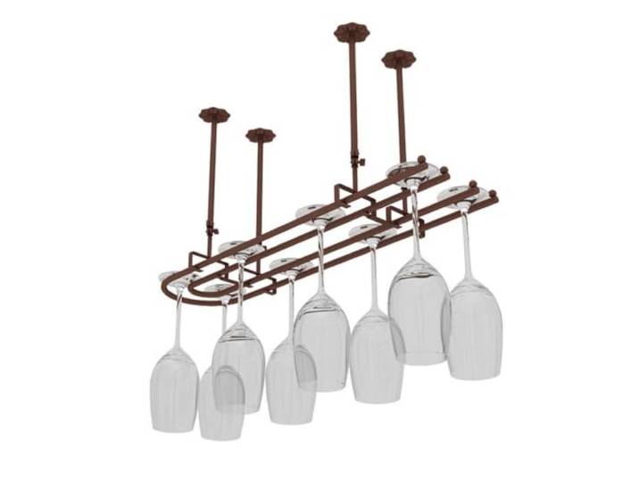 U-förmiges Decken-Weinglasregal verschiebbarer Weinglashalter aus Eisen Hängender Retro-Barbecherhalter, offene Aufbewahrung für Küche, Wohnzimmer, Bartheke(Brown,80x25cm)