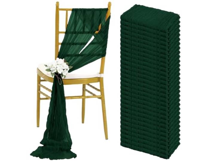 Stuhlschleifen für Hochzeiten 20PCS 40x275cm Hochzeit Grün Stuhl Schärpen Dekoration Gaze Bogen Abdeckung for Empfang party(20PCS Dark green)