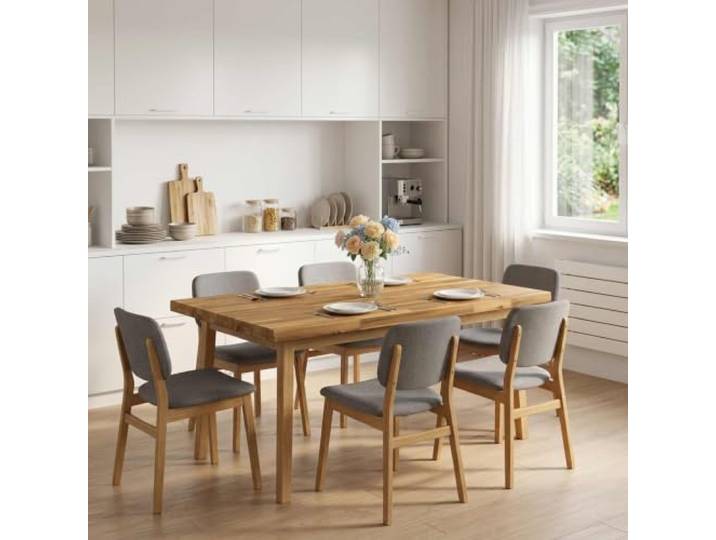 Favemtsl Tischplatte Massivholz Akazie 120 x 60 x 3,2 cm Weiß Natürliche Baumkante für Esszimmer und Home Office, robuste Akazienoberfläche mit einzigartiger Struktur für 2 Personen.