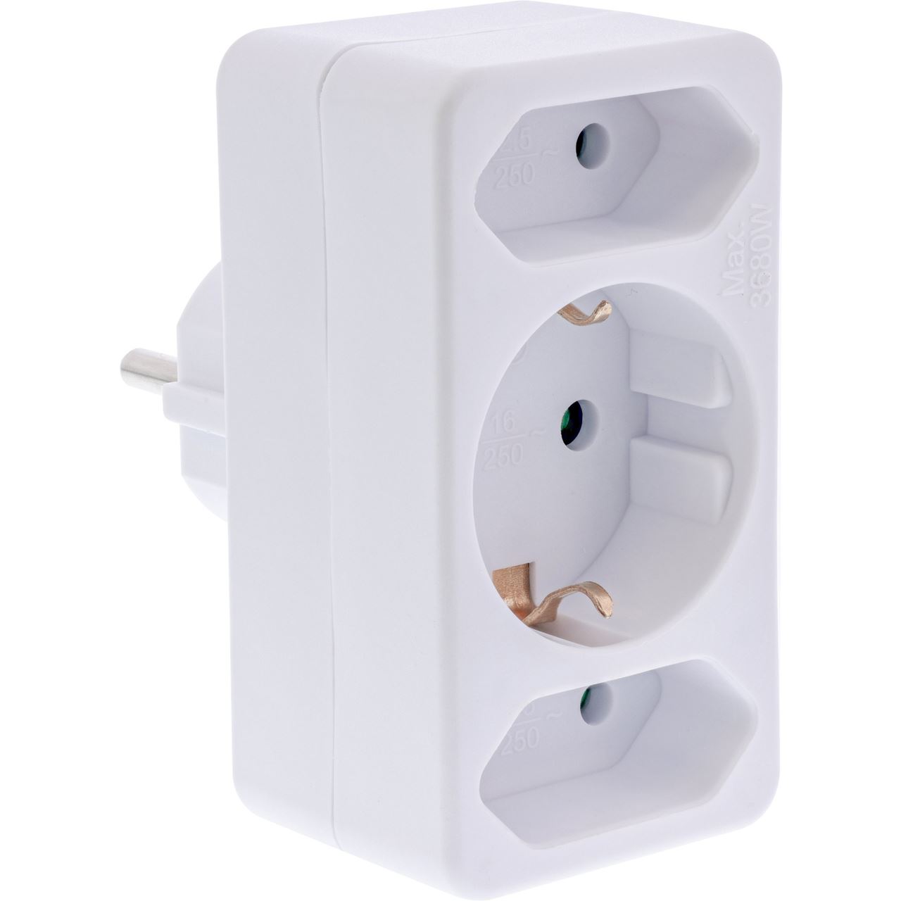 0.00m InLine Steckdosenadapter Schutzkontakt Weiß 3 (16471B)
