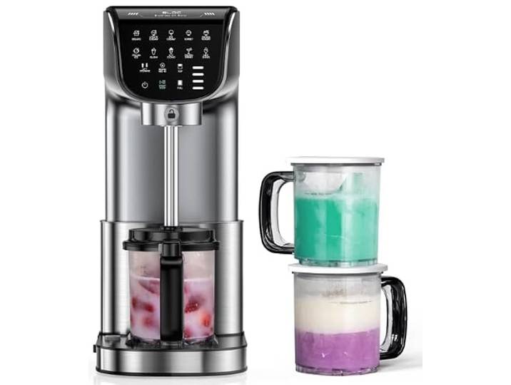 Eismaschine 10-in-1 Edelstahl – Gelato, Sorbet, Frozen Yogurt, 3 BPA-frei Veganes & zuckerfreies Eis 500W leiser Motor Spülmaschinenfest Inkl. Rezeptbuch Leichte Reinigung