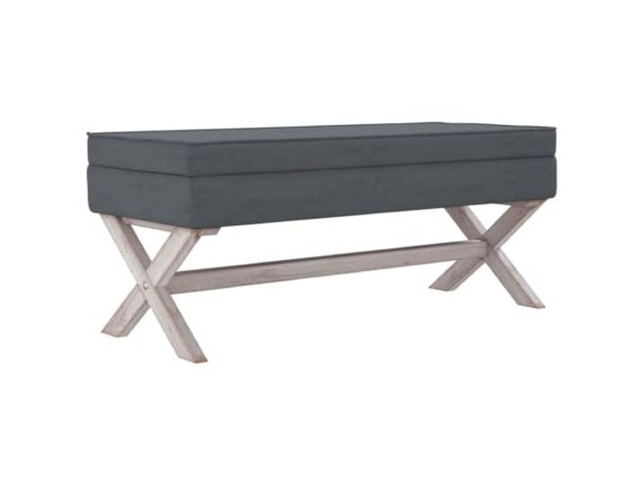 Hocker mit Stauraum Dunkelgrau 110x45x49 cm Samt Holzfüße,Staufach unter Sitzfläche,Schaumstoffpolsterung,Vintage-Stil,110 kg pro Sitzplatz