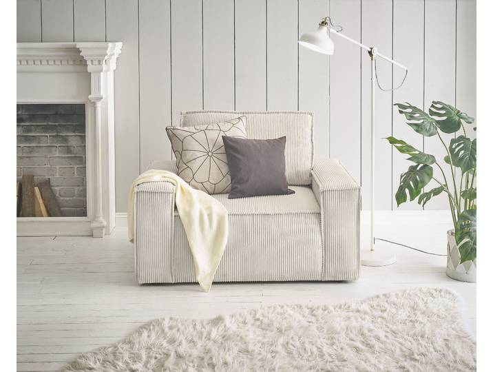 Sessel GOODPRODUCT SHERWOOD Cord Love-Seat , beige (hellbeige), B:120cm H:85cm T:86cm, 100% Polyester, Sessel, Sessel, passend zur Polster-Serie SHERWOOD