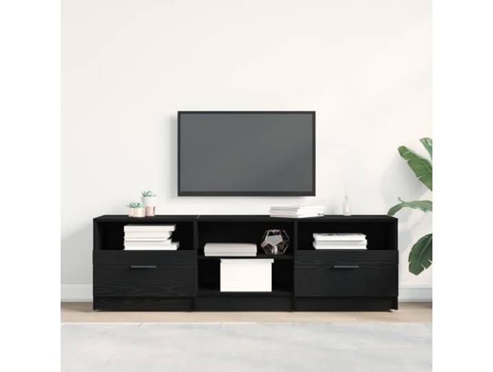 HEFZGDB TV-Schrank Schwarz Eiche 150x33,5x45 cm Holzwerkstoff Modernes Unterhaltungszentrum mit Schubladen und Regalen für Mediageräte Stauraum Lösung Wohnzimmer Aufbewahrung