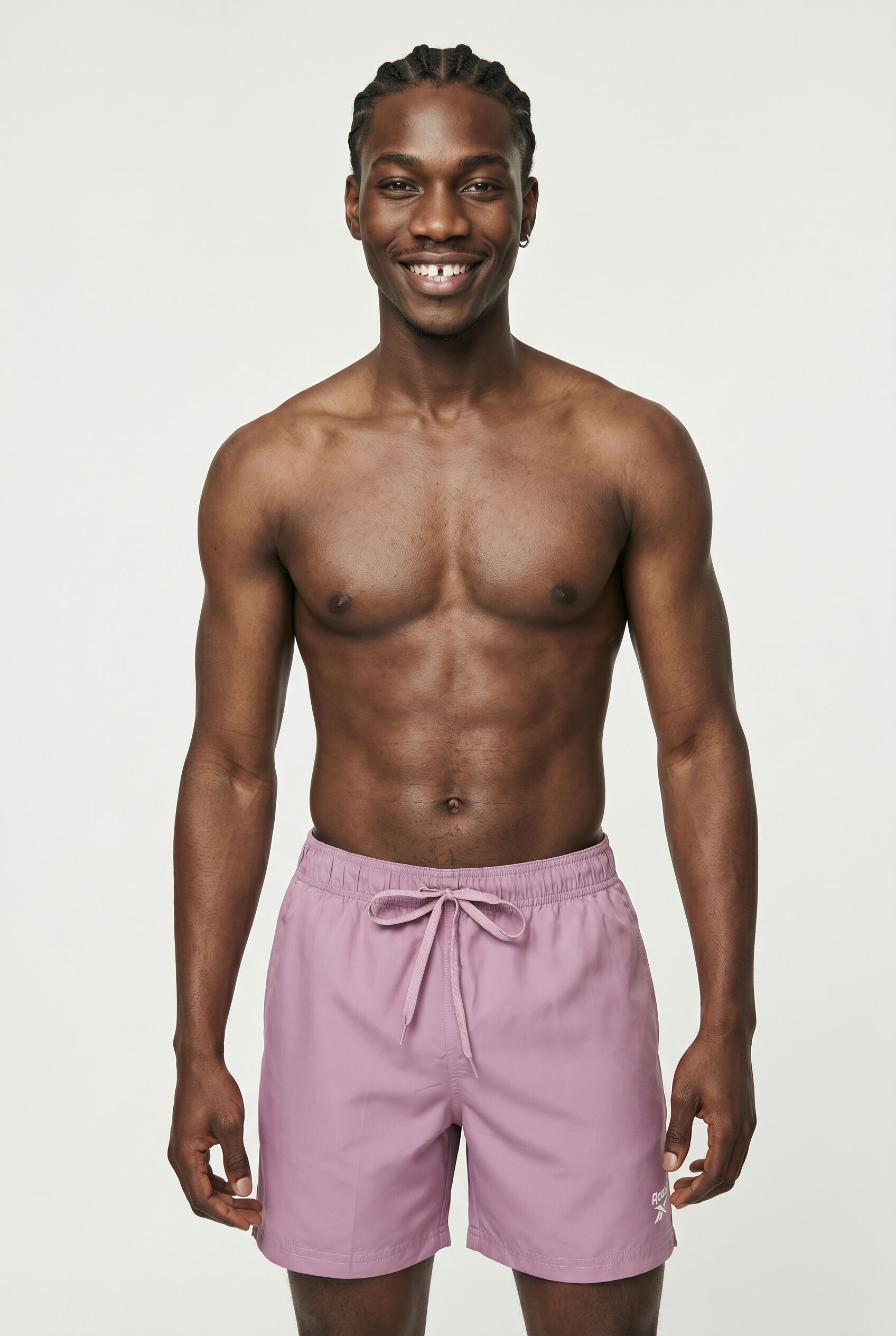 Badeshorts REEBOK "Yale", Herren, Gr. L, N-Gr, rosa (berry chill), Microfaser, Polyester, clean, unifarben, Badehosen Badeshorts, mit Kordelzug und elastischem Bund, mit Logo, basic berry chill L, N-Gr