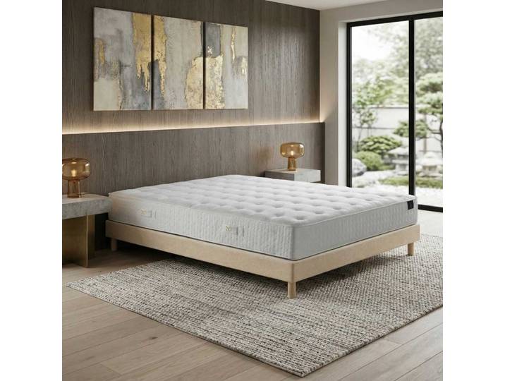 Ensemble matelas hybride ensaches hecate 2 h26 sommier beige