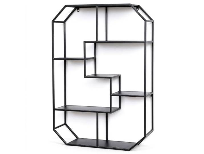 RBXNHGS Wandregal Industrial Style, Weinregal Wand Aus Metall, Weinschrank Robustes Metall, Industrie-Design, Platzsparend, Multifunktionale Aufbewahrung(Black-A)