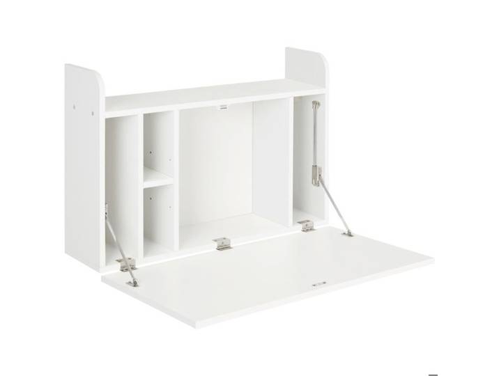 Bureau mural rabattable avec rangements table d'ordinateur suspendue étagère réglable pour petit espace