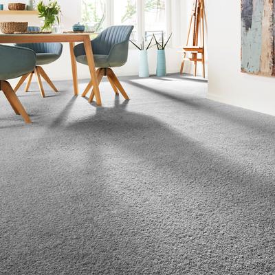 Teppichboden ANDIAMO "Verona, Velours, Gesamthöhe 6 mm, Made in Belgium", grau, B:400cm L:350cm, Kunstfaser, Teppiche, Uni Farben, Breite 400 cm oder 500 cm, strapazierfähig, pflegeleicht