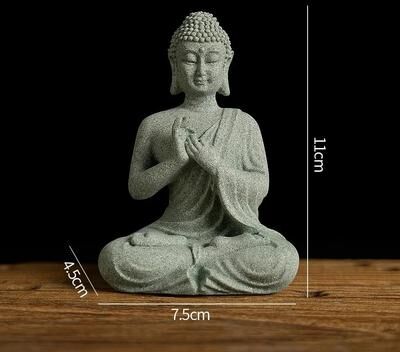 Inspired Living Zen Serenity Mini Buddha Aquarium Statue Green Sandstone Zen Fish Tank Decor qifu b